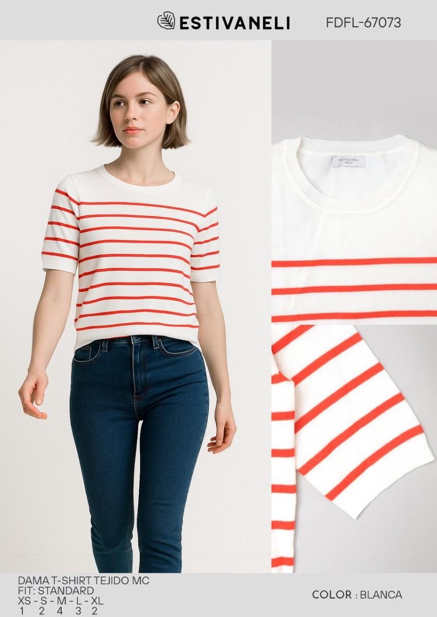 Blusa con rayas blanco y anaranjado - Ropa