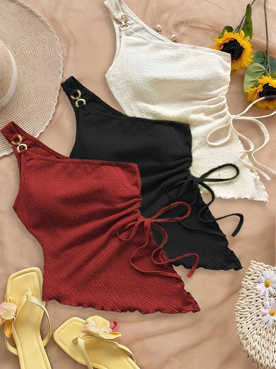 blusa sin mangas y detallito en el tirante y correa al lado - Ropa