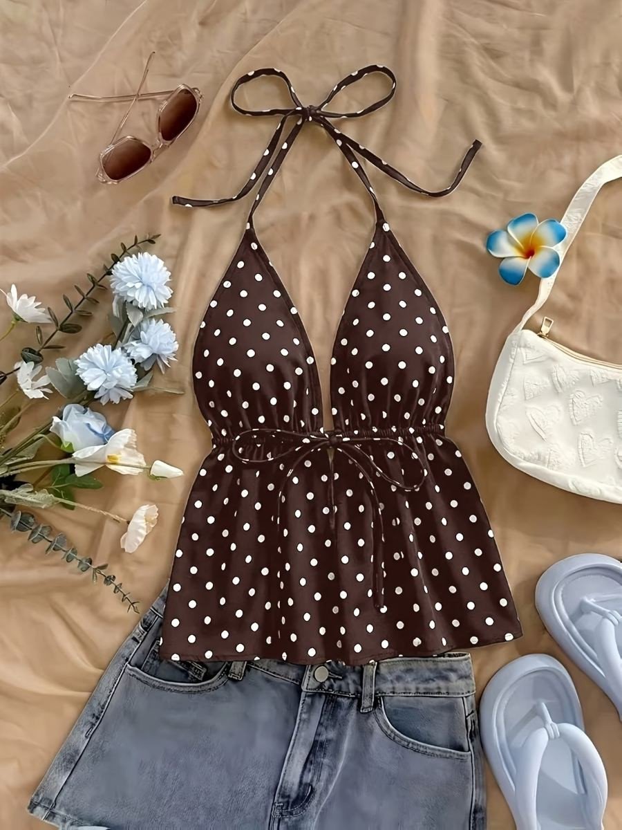 Blusa de Cuello Halter Sin Espalda para Mujer - Ropa